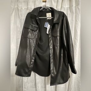 Leather button up jacket